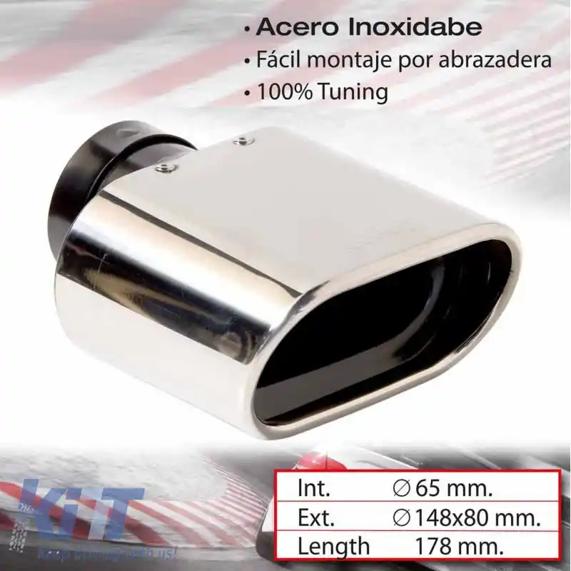 Țeavă de evacuare universală cromată F65mm rectangulară 4008075 1 buc-image-6295659