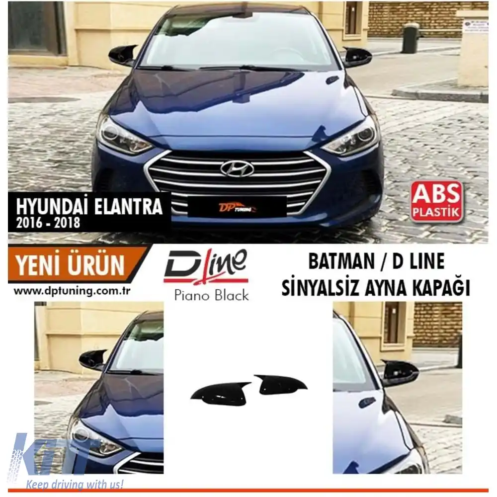 image-44-Elantra Fără semnal Capac oglindă Batman Negru lucios / 2016 - 2018