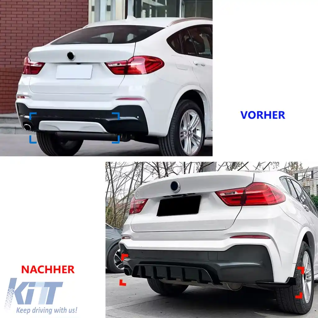 Extensie difuzor spate cu splitter negru lucios, potrivită pentru BMW X4 F26 2014-2018-image-6326207