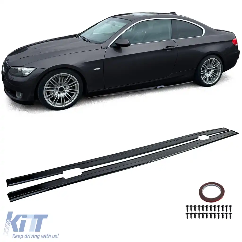 Extensie fusta laterala neagra lucioasa potrivita pentru BMW Seria 3 E92 E93 Coupe Cabriolet