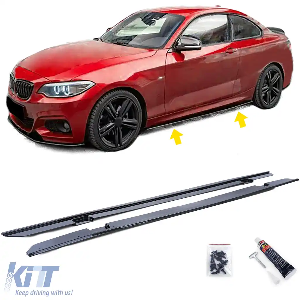 Extensie pentru praguri laterale negru lucios, potrivită pentru BMW Seria 2 F22 F23 din 13