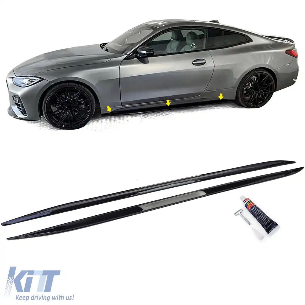 Extensii de praguri laterale negru lucios potrivite pentru BMW Seria 4 G22 G23 din 2020