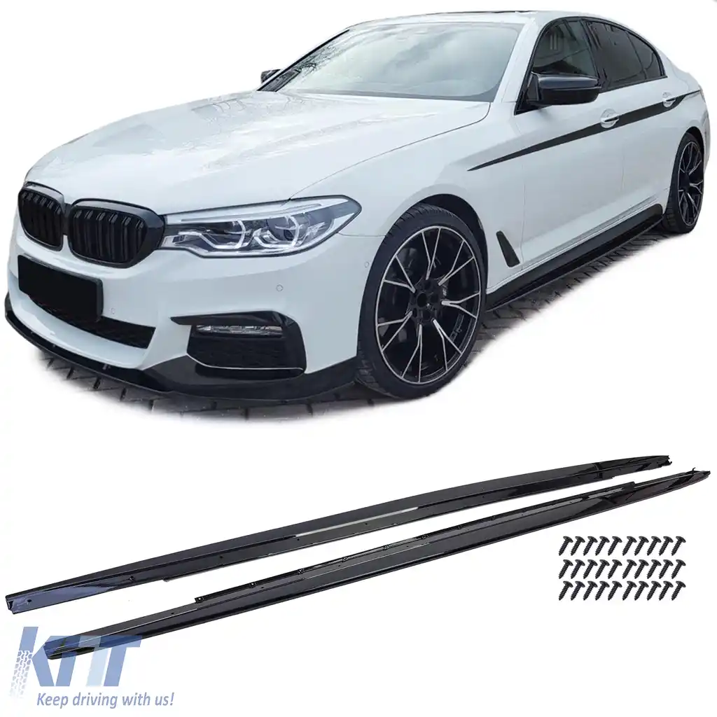 Extensii de praguri laterale negru lucios potrivite pentru BMW Seria 5 G30 G31 din 2017