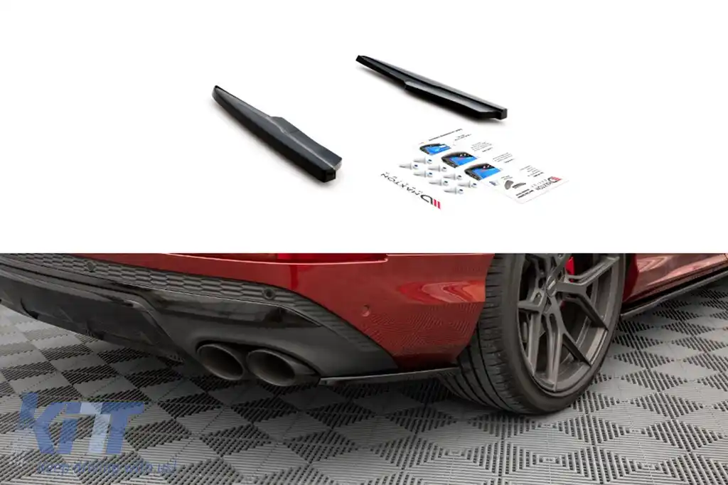 Extensii laterale Maxton Design potrivite pentru bara spate S-Line a Audi Q7 S-Line, SQ7 2019-2023, lac negru