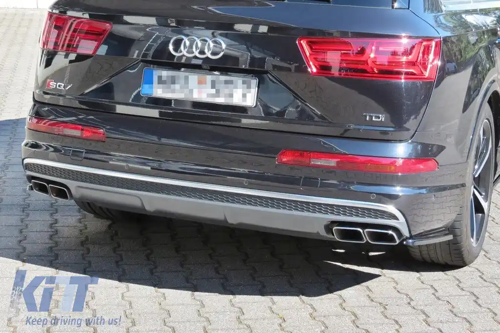 Extensii laterale Maxton Design potrivite pentru bara spate SQ7, S-Line la Audi Q7 2015-2019, lac negru