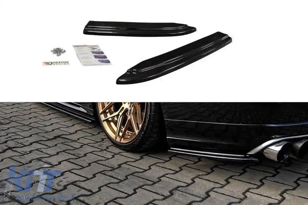Extensii laterale Maxton Design versiunea 1 potrivite pentru bara de protecție spate S8 pe Audi A8 D4 2015-2017, lac negru