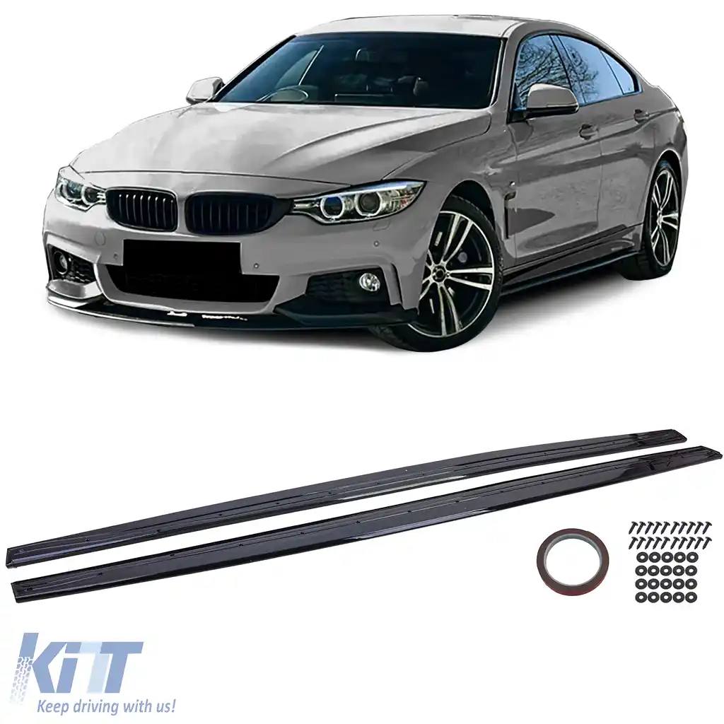 Extensii pentru praguri laterale negru lucios, potrivite pentru BMW Seria 4 F32 F33 F36 13-21