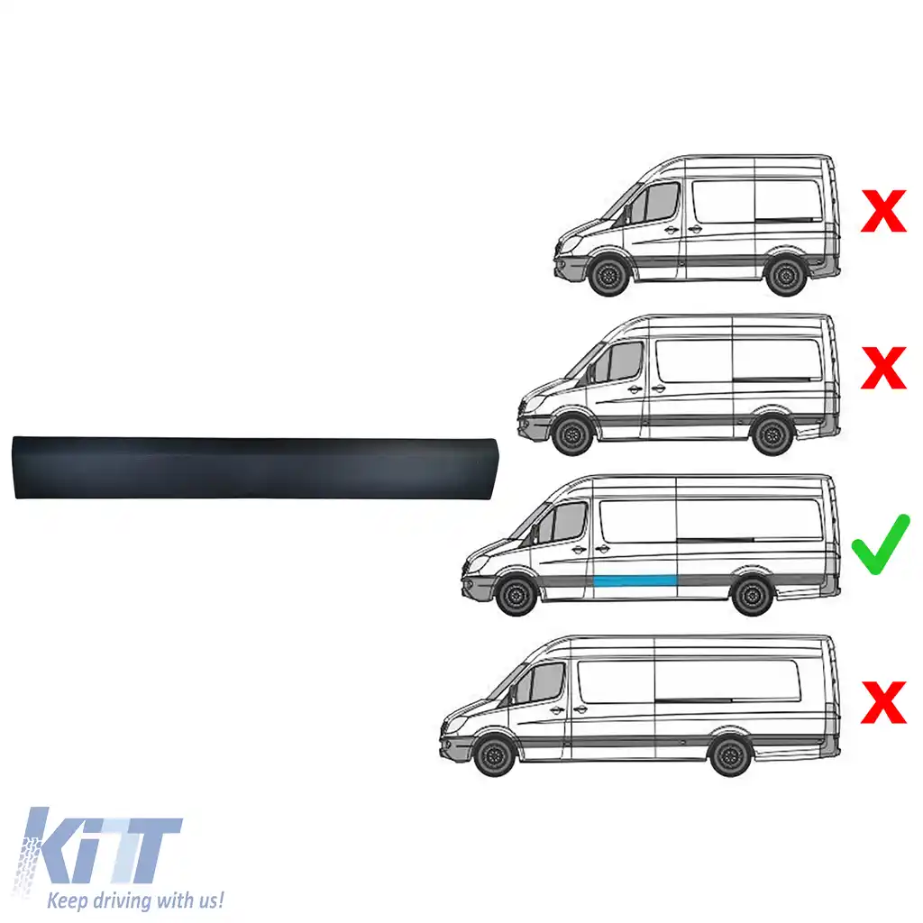 Fâșie decorativă panou lateral ușă glisantă stânga, potrivită pentru Mercedes Sprinter W906 06-18 L2 L3 L4-image-6210926