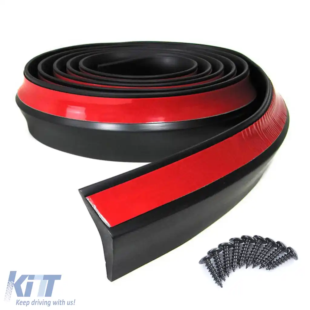 Fald de spoiler frontal fuste laterale universale flexibile 2.5m x 4.5cm negru-image-6198486