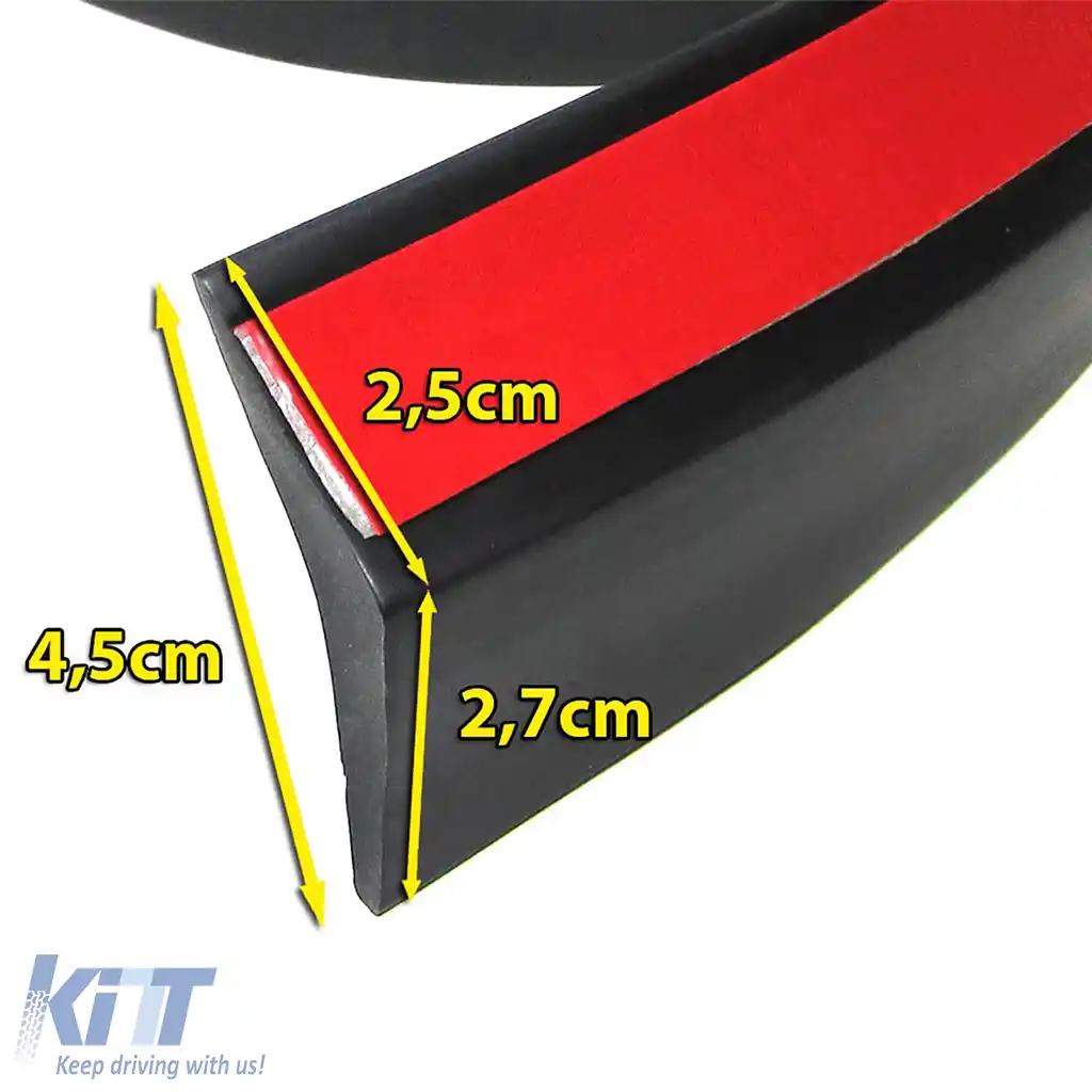 Fald de spoiler frontal fuste laterale universale flexibile 2.5m x 4.5cm negru-image-6198487