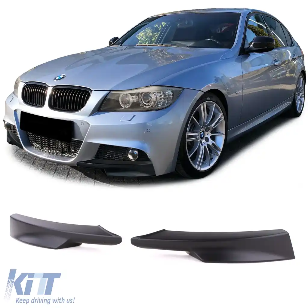 Falduri spoiler frontal splitter negru mat potrivit pentru 3 Seria BMW E90 E91 08-12