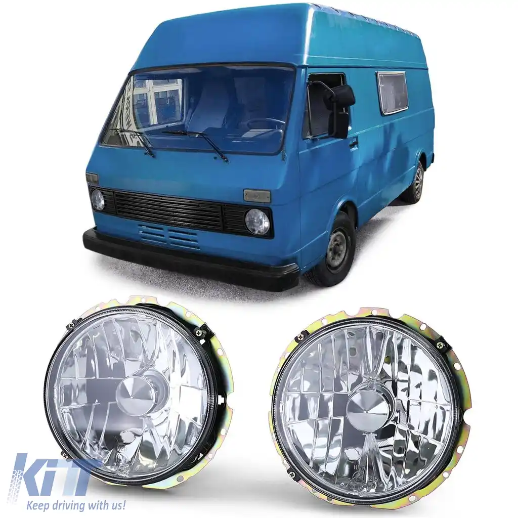 Far cu sticlă clară H4 cromat, potrivit pentru VW LT 28 35 40 45 75-85