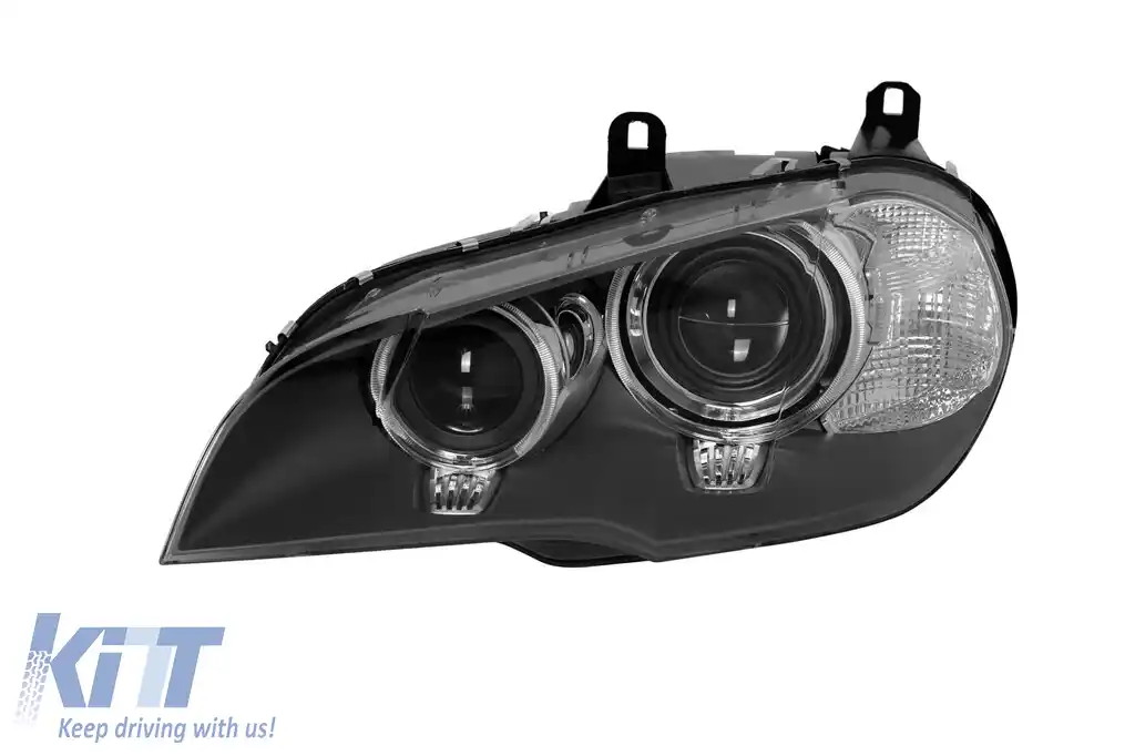 Far stâng adaptiv Xenon potrivit pentru BMW X5 E70 LCI 2011-2013 cu bază neagră