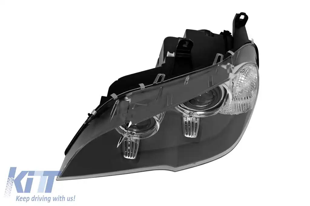 Far stâng adaptiv Xenon potrivit pentru BMW X5 E70 LCI 2011-2013 cu bază neagră-image-6256892