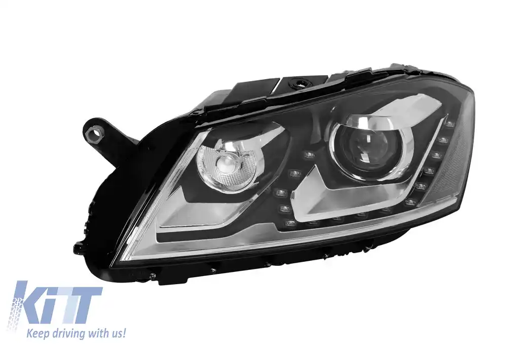 Far stâng adaptiv Xenon potrivit pentru Volkswagen Passat B7 sedan, break 2010-2014 cu bază crom/neagră