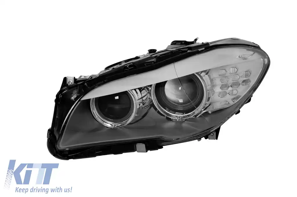 Far stâng xenon potrivit pentru BMW Seria 5 F10 sedan, F11 break 2010-2013 cu bază neagră