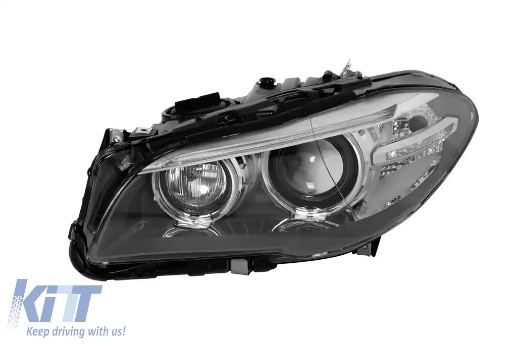 Far stâng xenon potrivit pentru BMW Seria 5 F10 sedan, F11 break 2014-2017 cu bază neagră
