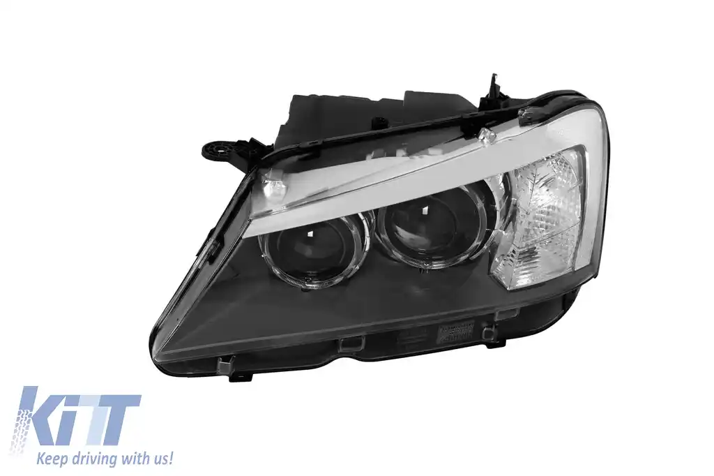 Far stâng xenon potrivit pentru BMW X3 F25 2010-2013 cu bază neagră