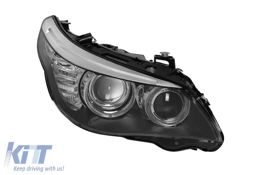 Far xenon drept potrivit pentru BMW Seria 5 E60 sedan, E61 break 2008-2010 cu bază neagră