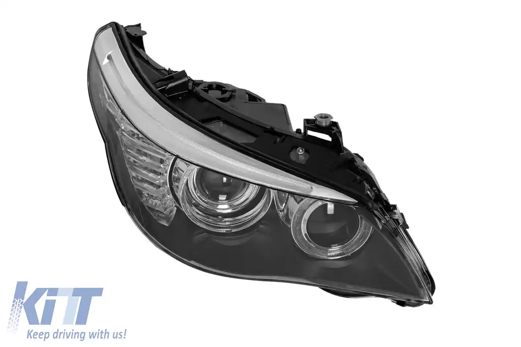 Far xenon drept potrivit pentru BMW Seria 5 E60 sedan, E61 break 2008-2010 cu bază neagră-image-6256812