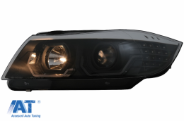 Faruri 3D LED Angel Eyes compatibil cu BMW Seria 3 Limousine E90 Touring E91 (03.2005-08.2008) LHD Negru-image-6078894