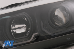 Faruri 3D LED Angel Eyes compatibil cu BMW Seria 3 Limousine E90 Touring E91 (03.2005-08.2008) LHD Negru-image-6078903