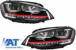 Faruri 3D LED compatibil cu VW Golf 7 VII (2012-2017) R20 GTI Design Semnal LED-image-5988116