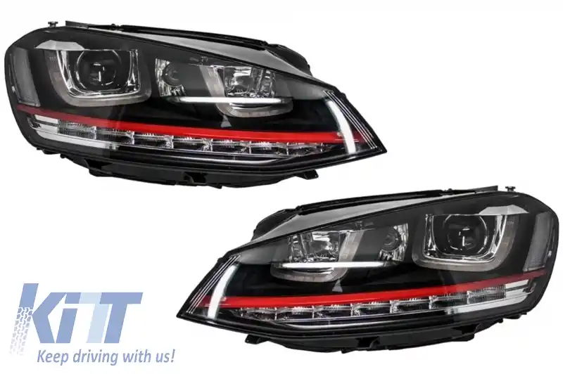 Faruri 3D LED compatibil cu VW Golf 7 VII (2012-2017) R20 GTI Design Semnal Dinamic LED