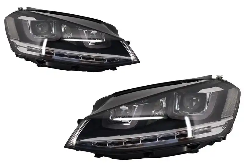 Faruri 3D LED compatibil cu VW Golf VII (2012-2017) R-Line LED Semnalizare Dinamica
