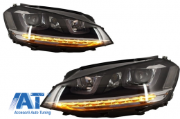 Faruri 3D LED compatibil cu VW Golf VII (2012-2017) R-Line LED Semnalizare Dinamica-image-6016488