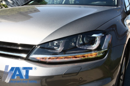 Faruri 3D LED Volan Dreapta compatibil cu VW Golf VII (2012-2017) R-Line LED Semnalizare Dinamica-image-6022983