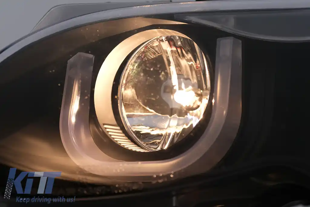 Faruri 3D U LED Angel Eyes compatibil cu BMW Seria 3 E46 Facelift (09.2001-03.2005) Limousine Touring Negru-image-6093170