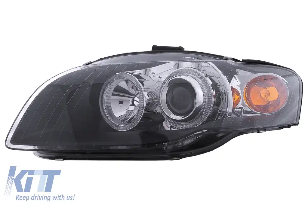 Faruri Angel Eyes compatibil cu Audi A4 B7 (11.2004-03.2008) Negru-image-6126754