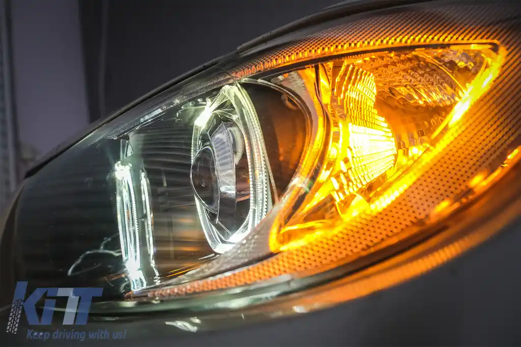 Faruri Angel Eyes compatibil cu BMW Seria 3 E90 Sedan E91 Touring (03.2005-2011) Negru-image-6085095