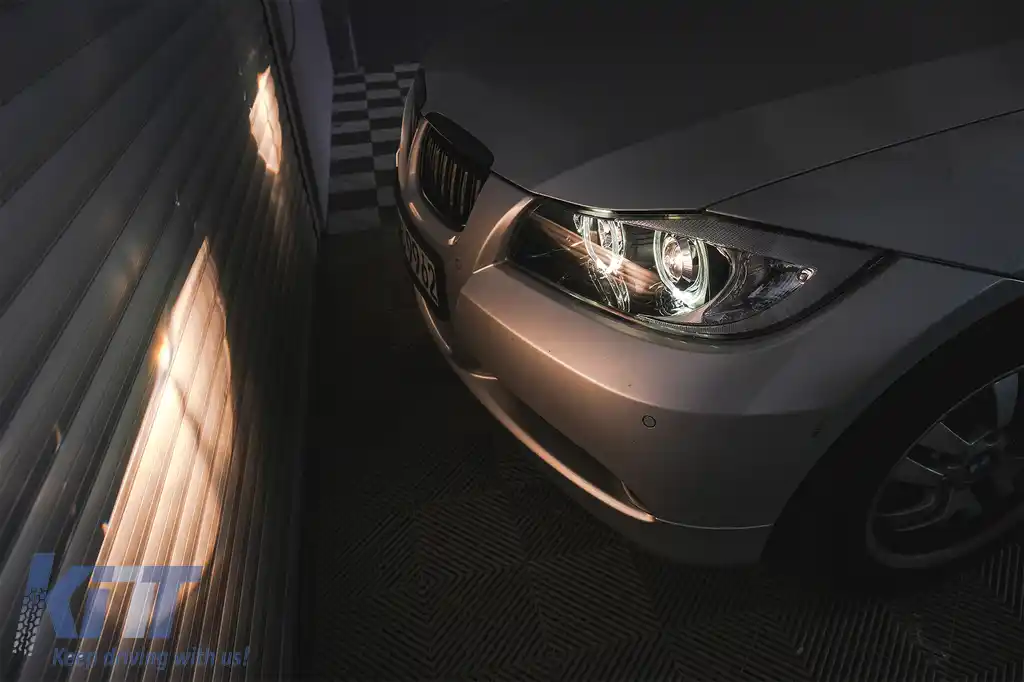 Faruri Angel Eyes compatibil cu BMW Seria 3 E90 Sedan E91 Touring (03.2005-2011) Negru-image-6085097