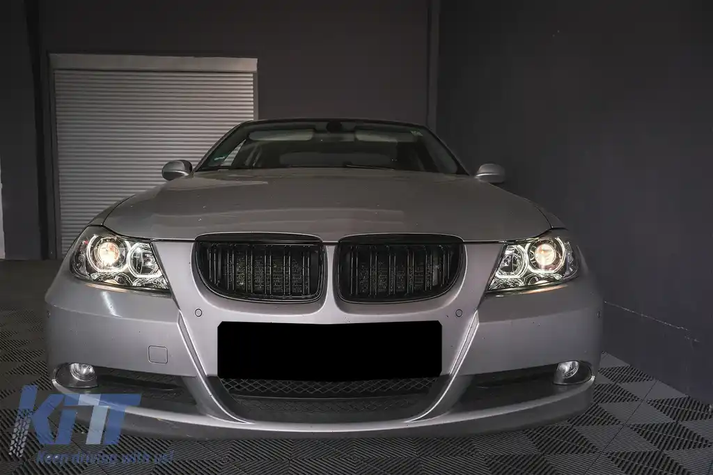 Faruri Angel Eyes compatibil cu BMW Seria 3 E90 Sedan E91 Touring (03.2005-2011) Negru-image-6085103