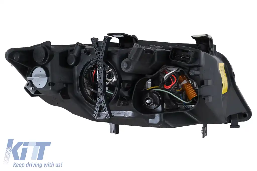 Faruri Angel Eyes compatibil cu BMW Seria 3 E90 Sedan E91 Touring (03.2005-2011) Negru-image-6117363
