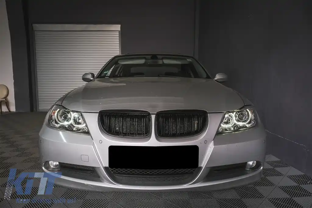 Faruri Angel Eyes compatibil cu BMW Seria 3 E90 Sedan E91 Touring (03.2005-2011) Negru-image-6118602