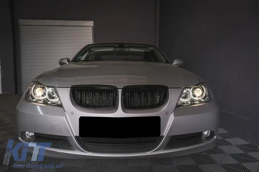 Faruri Angel Eyes compatibil cu BMW Seria 3 E90 Sedan E91 Touring (03.2005-2011) Negru-image-6118603