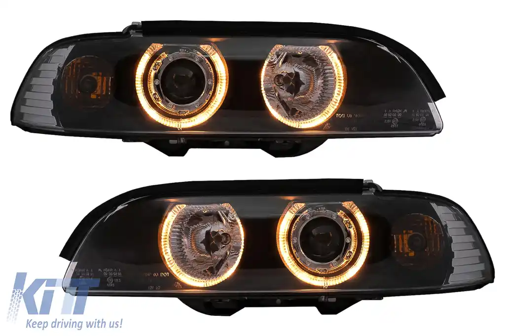 Faruri Angel Eyes compatibil cu BMW Seria 5 E39 (1995-2000) Angel Eyes Negru