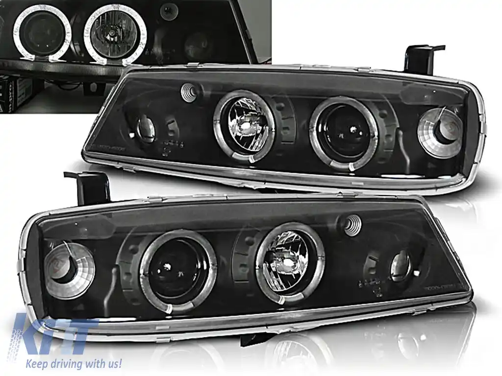 Faruri Angel Eyes compatibil cu Opel Calibra (08.1990-06.1997) Negru-image-6329004