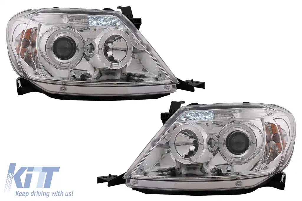 Faruri Angel Eyes compatibil cu Toyota Hilux (2005-2011) Crom-image-6095759