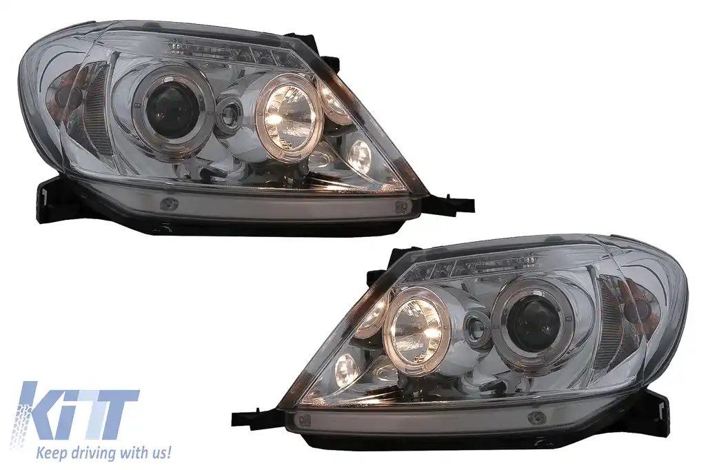 Faruri Angel Eyes compatibil cu Toyota Hilux (2005-2011) Crom-image-6095768