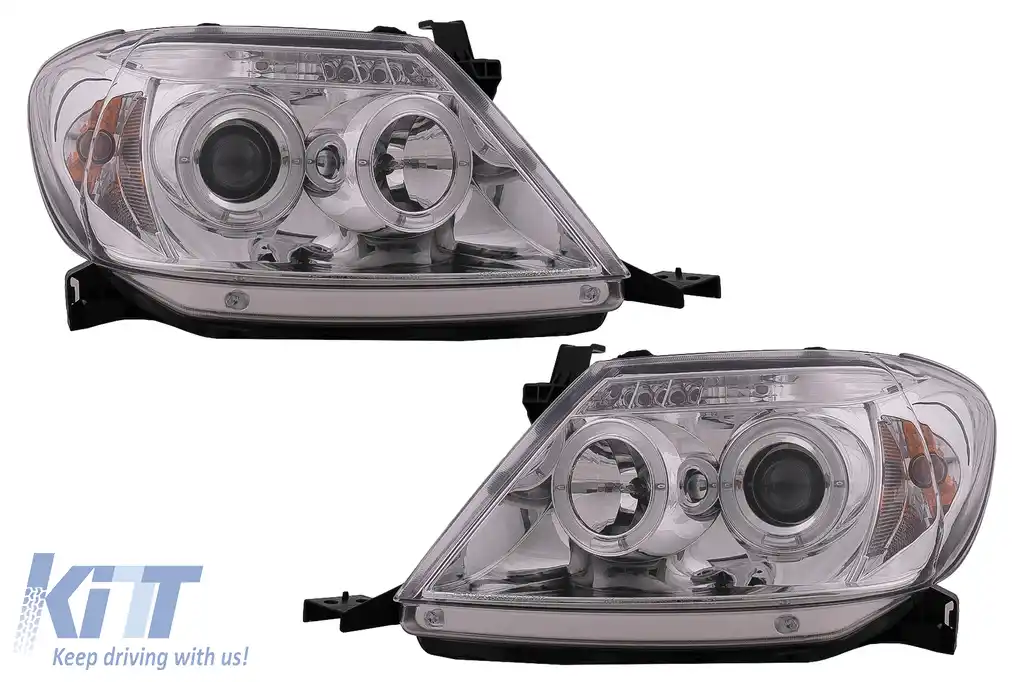 Faruri Angel Eyes compatibil cu Toyota Hilux (2005-2011) Crom-image-6095770