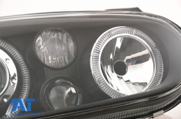 Faruri Angel Eyes Dual Halo Rims compatibil cu VW Golf IV 4 Cabriolet Hatchback Variant (09.1997-09.2003) Negru LHD/RHD-image-6079315