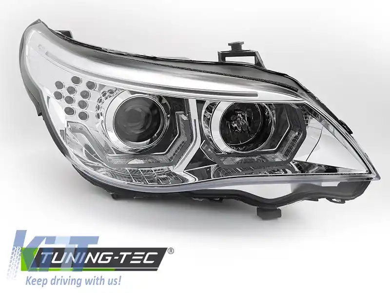 FARURI ANGEL EYES LED 3D CHROME potrivite pentru BMW E60 E61 03-07-image-6269697