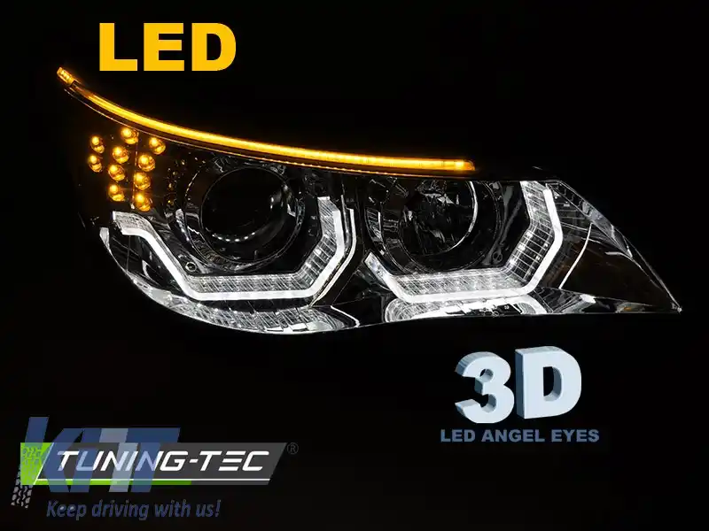 FARURI ANGEL EYES LED 3D CHROME potrivite pentru BMW E60 E61 03-07-image-6269699