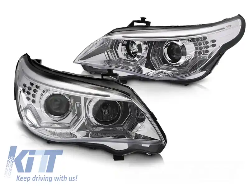 image-2-FARURI ANGEL EYES LED 3D CHROME potrivite pentru BMW E60 E61 03-07