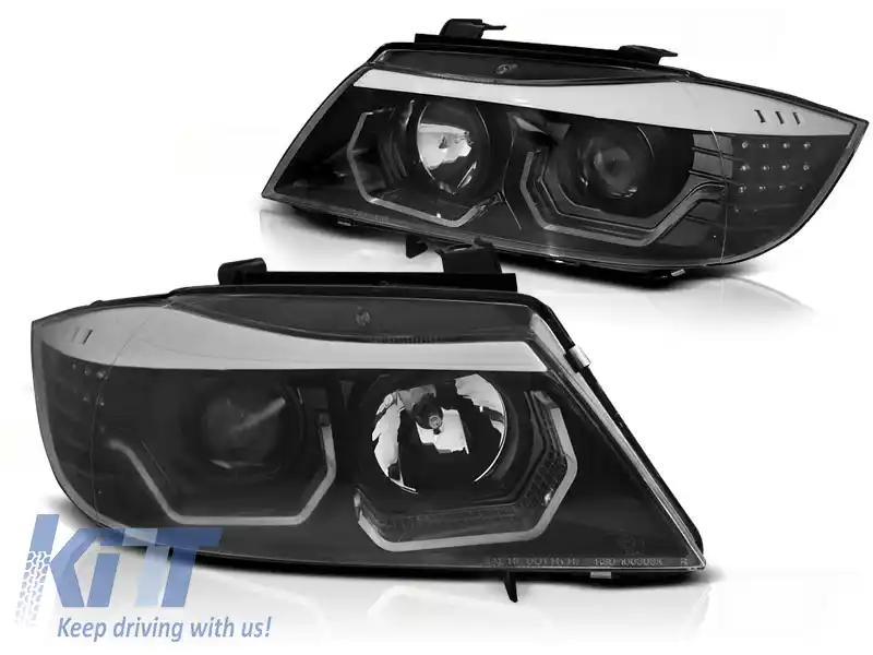 image-0-FARURI ANGEL EYES LED 3D NEGRE potrivite pentru BMW E90/E91 05-08