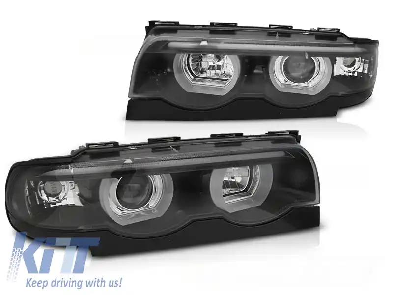 FARURI ANGEL EYES LED 3D NEGRE potrivite pentru BMW E38 94-01
